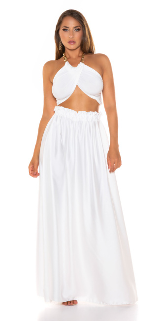 Satin-Look Maxi Skirt White